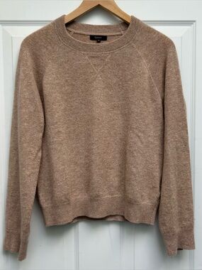 Quince Oatmeal Mongolian Shrunken Cashmere Knit Sweatshirt